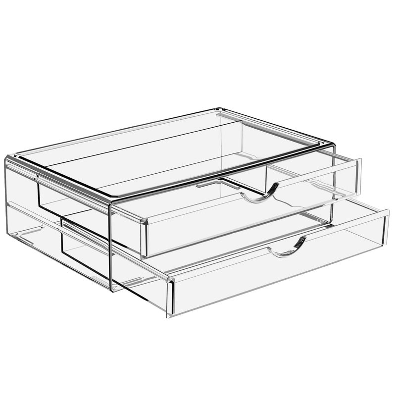 Sorbus Large Stackable Acrylic Drawers  2 Clear Storage Drawers for Organizing Make up Nail Polish Hair Accessories and Beauty Supplies  Makeup Organizer for Vanity Bathroom Organizer Countertop